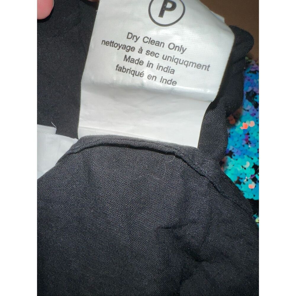 Anthropologie Sz M Bhanui by Jyoti Sequin Mini Dress Iridescent Blue Black Party - Picture 10 of 11